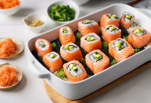 salmon sushi bake