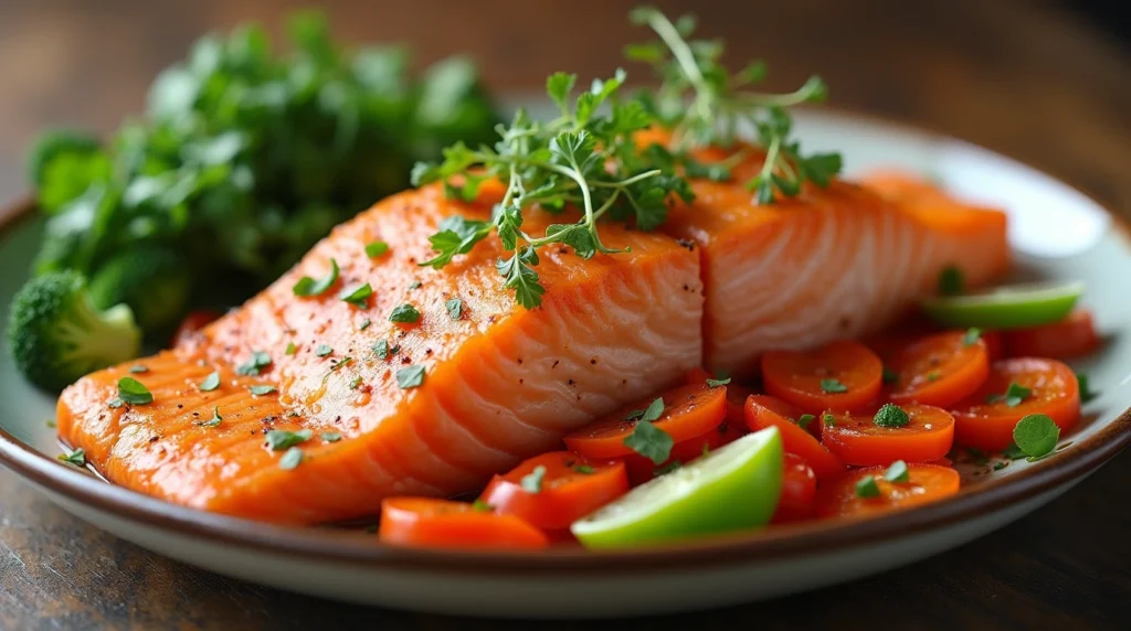 Salmon and vegetables