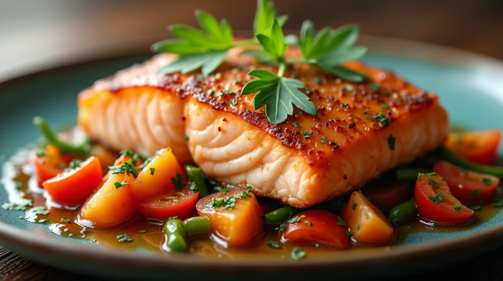 Salmon and vegetables