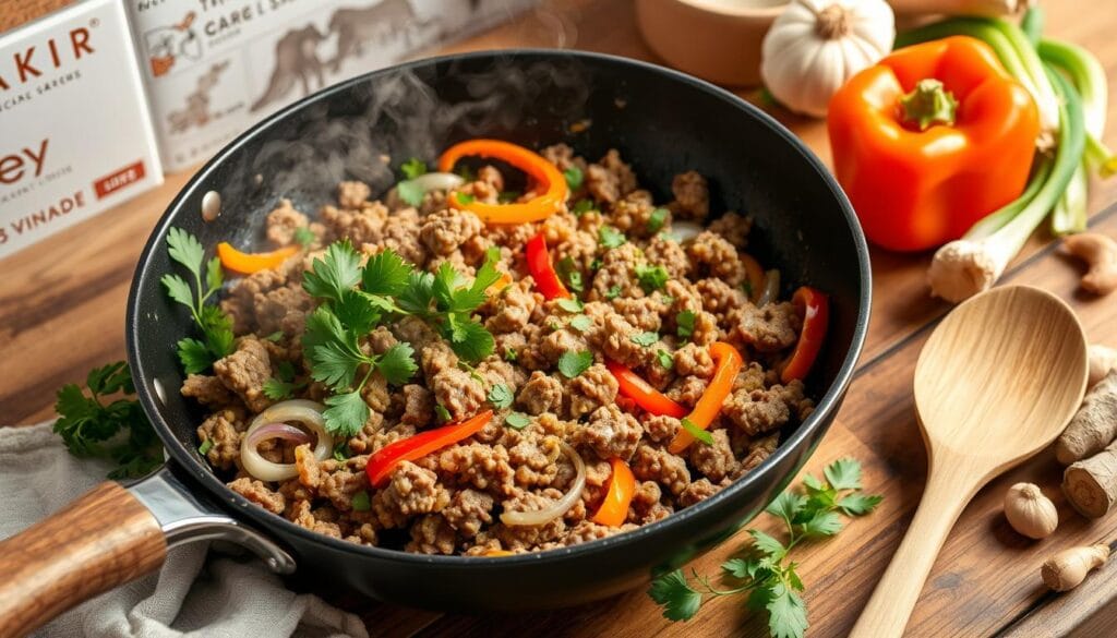 ground beef and soy curls recipe